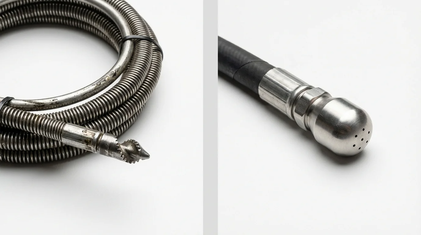 Drain snake cable and hydro jetting nozzle used for drain cleaning in Mayfield, KY