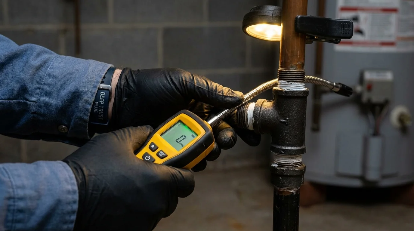 Gas leak detection with electronic sniffer by Johns Plumbing LLC in Mayfield