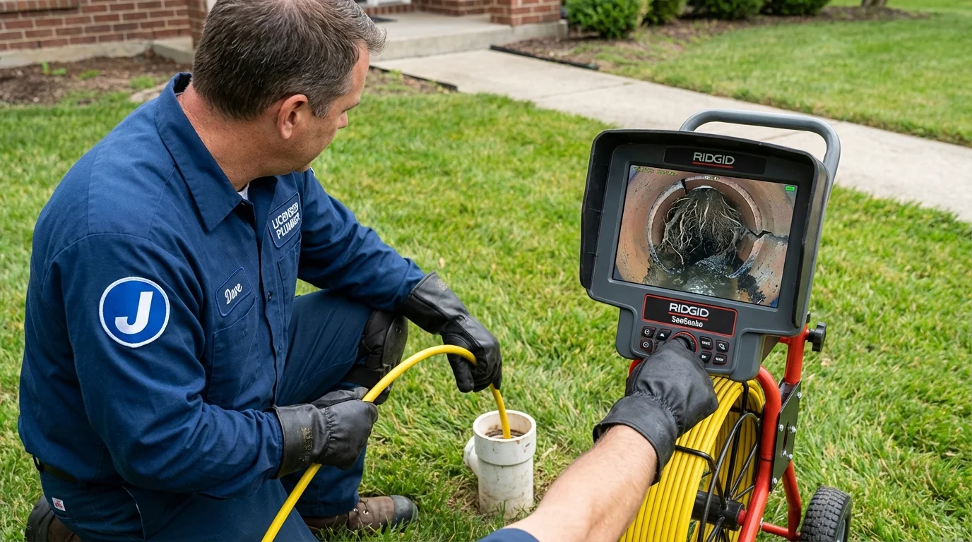 Sewer camera inspection being performed by Johns Plumbing LLC in Mayfield